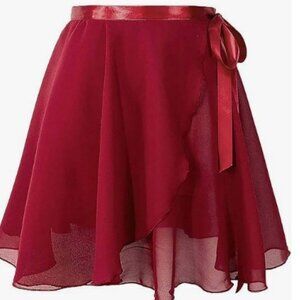 DayDance Burgundy Chiffon Tie Wrap Ballet Skirt